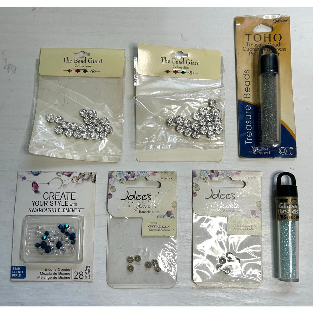 Swarovski Toho Seed Bead Lot Blue Silver Mix